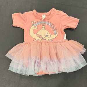 Huxbaby Pink Dinosaur Tutu Bodysuit
